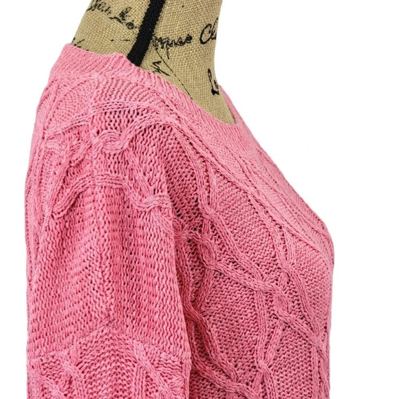 ZARA KNIT Women's Regular Cable Knit Ribbed Oversized Sweater Pink Size Medium - Picture 7 of 14